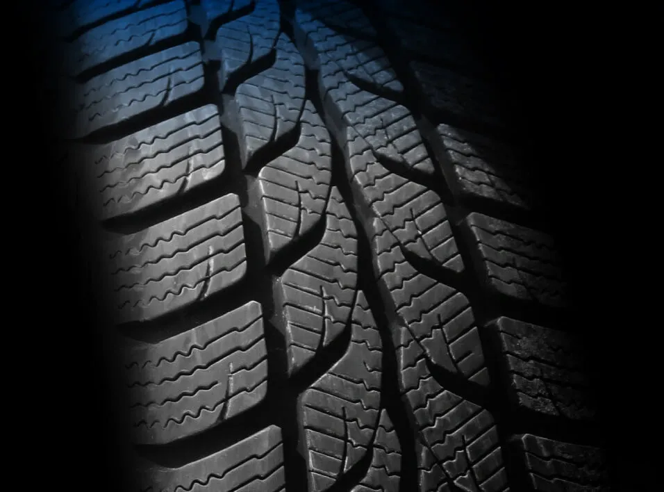Close up of tyre treads on car tyres