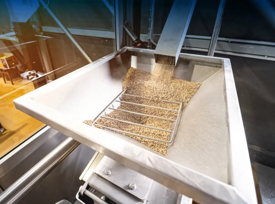 Close up of grain sorting machinery