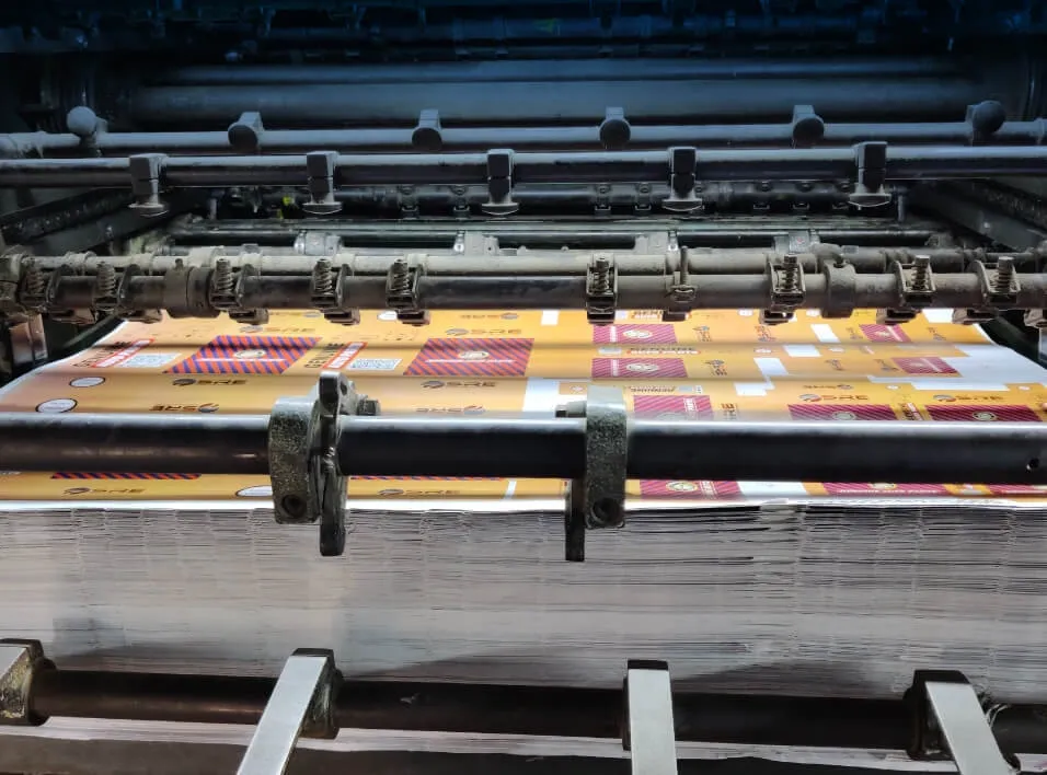 Printing press in operation