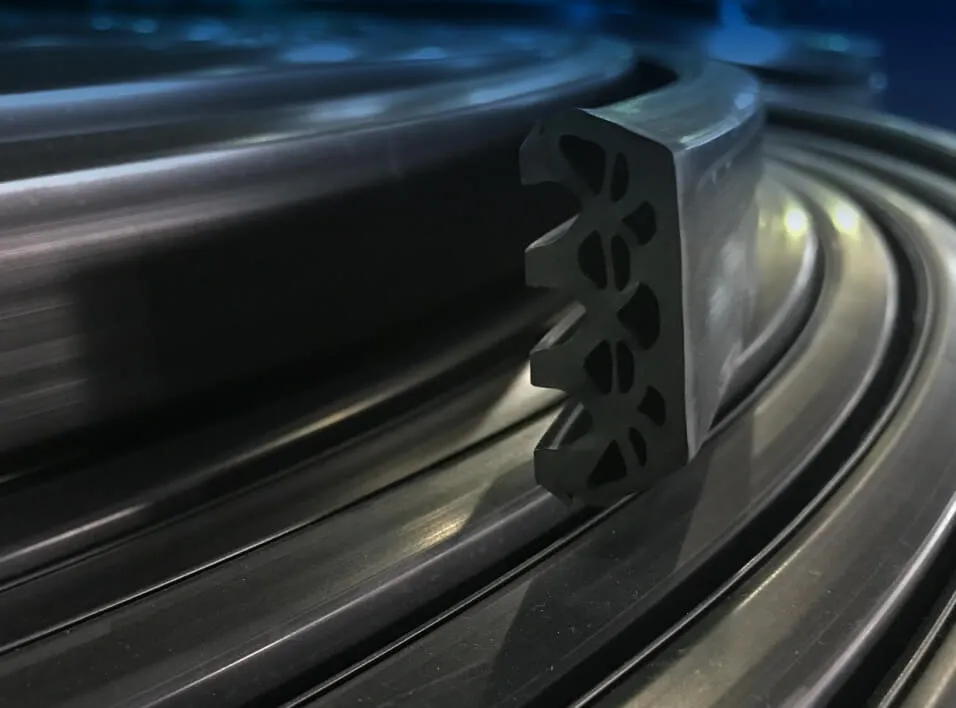 Rubber stripping close up photograph